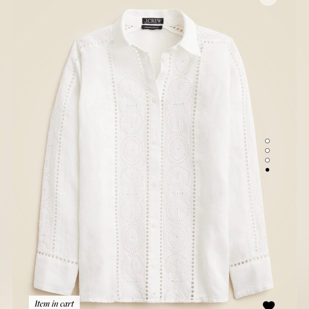 šJ. Crew Linen Shirt GarƧon classic shirt in eyelet linen Size 2 Cl592 2025 NWT - Picture 6 of 11